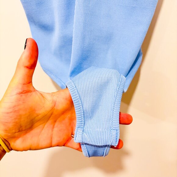 REVAMPED Blue Ribbed Bodysuit Minimalist Stretch Streetwear Top | Medium * - Picture 4 of 5